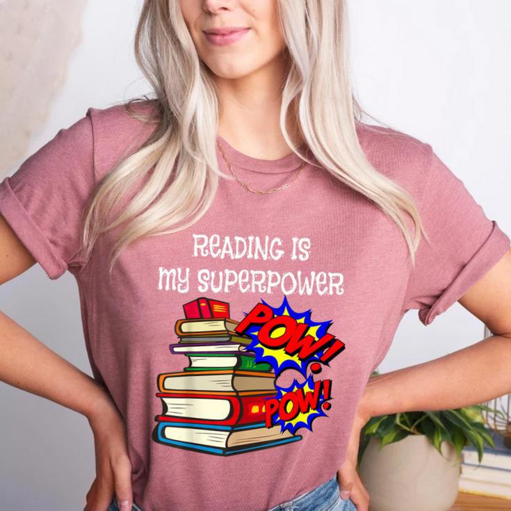 Reading Is My Super Power Superhero Best English Teacher Women's Heather T-Shirt Reading Is My Super Power Superhero Best English Teacher Women's Heather T-Shirt