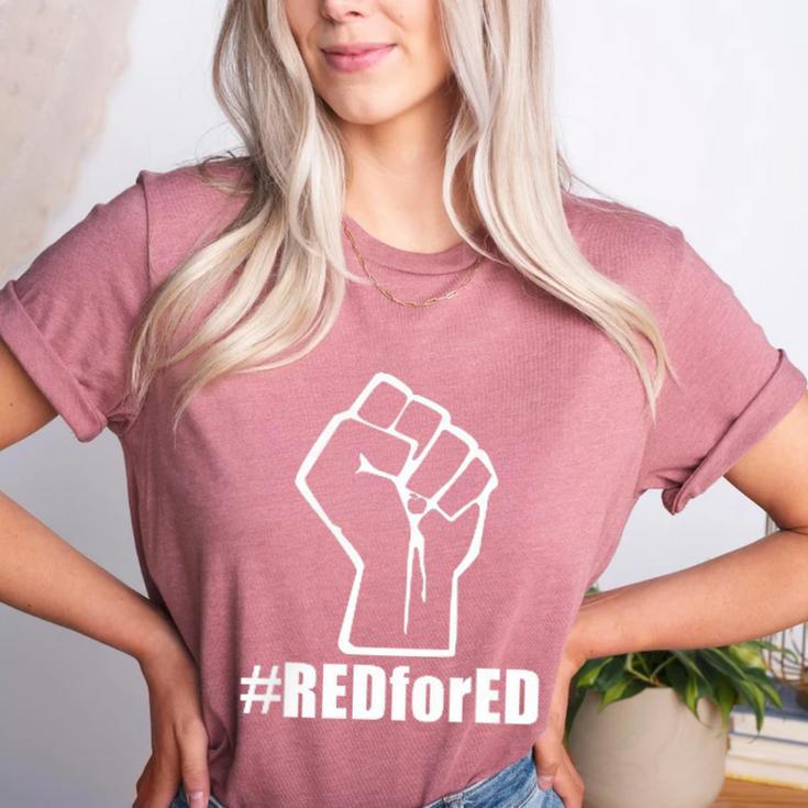 Red For Ed Teacher Fist North Carolina RedforEd Shirts Women's Heather T-Shirt Red For Ed Teacher Fist North Carolina RedforEd Shirts Women's Heather T-Shirt