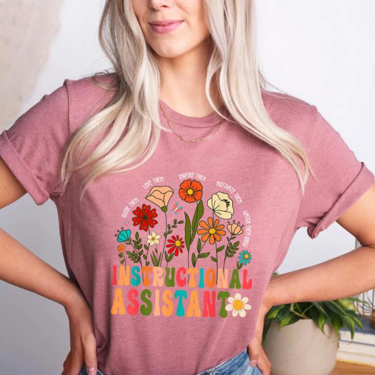 Retro Instructional Assistant Wildflowers Teacher Aide Women's Heather T-Shirt Retro Instructional Assistant Wildflowers Teacher Aide Women's Heather T-Shirt