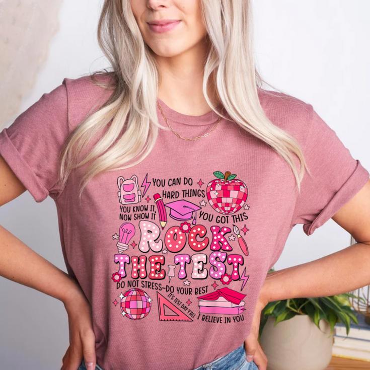 Rock The Test Testing Day Don't Stress Do Your Best Teacher For Men Women Girls Kids Women's Heather T-Shirt