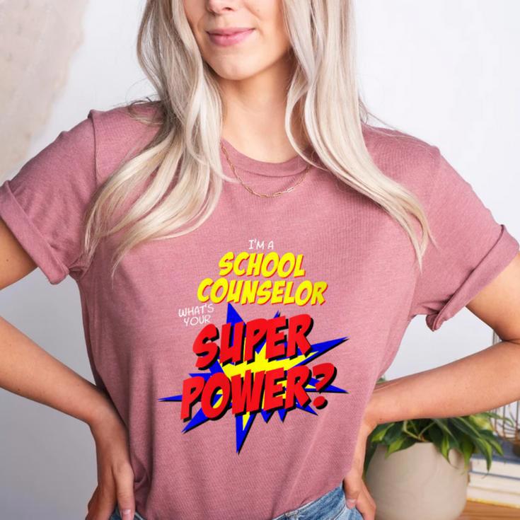 School Counselor Teacher Superhero Superpower Comic Book Women's Heather T-Shirt School Counselor Teacher Superhero Superpower Comic Book Women's Heather T-Shirt