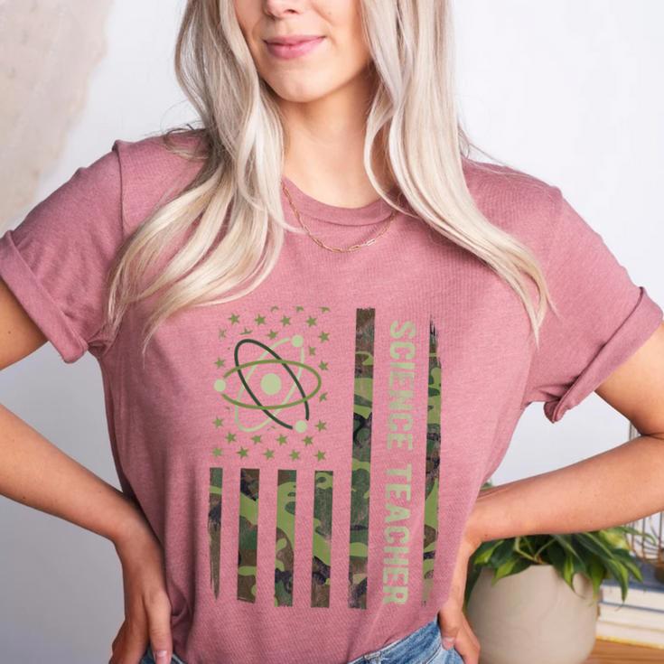 Science Teacher Camo American Flag Back To School Women's Heather T-Shirt Science Teacher Camo American Flag Back To School Women's Heather T-Shirt