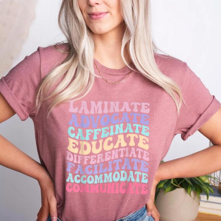 Sped Caffeinate Advocate Laminate Educate Teacher Women's Heather T-Shirt Sped Caffeinate Advocate Laminate Educate Teacher Women's Heather T-Shirt