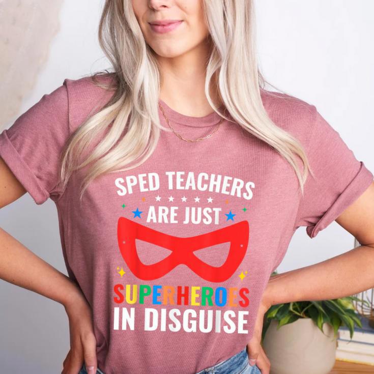 SPED Teacher Are Just Superheroes Disguise Special Education Women's Heather T-Shirt SPED Teacher Are Just Superheroes Disguise Special Education Women's Heather T-Shirt
