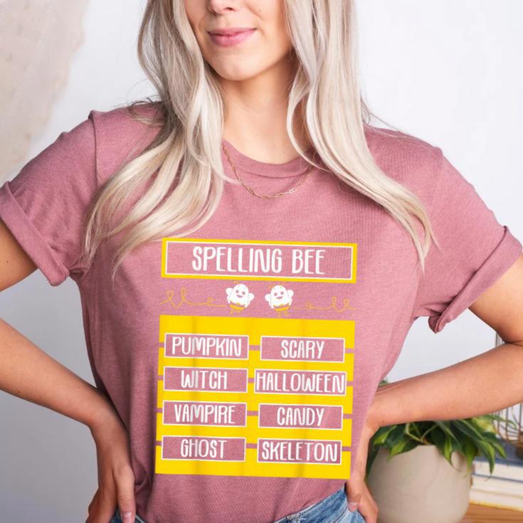 Spelling Bee Halloween Teachers Bee Spelling Competition Women's Heather T-Shirt