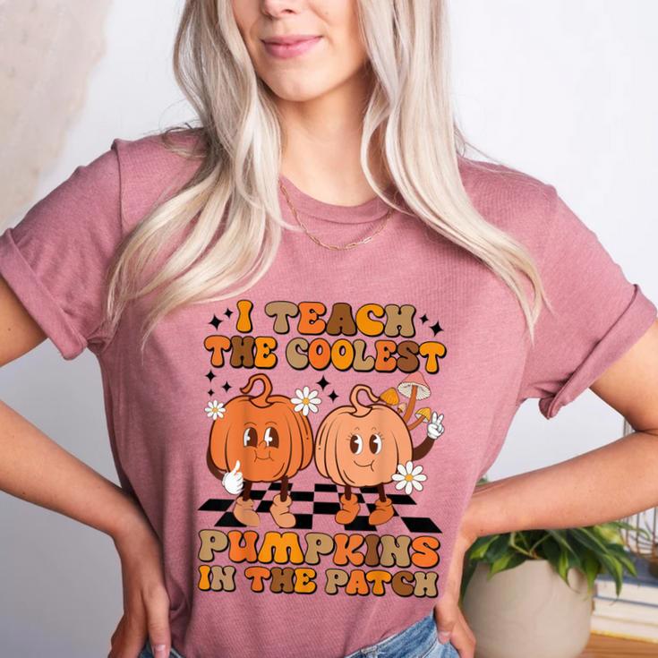 I Teach The Coolest Pumpkins In The Patch Teacher Halloween Women's Heather T-Shirt