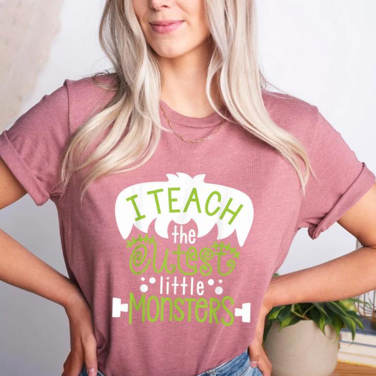I Teach The Cutest Little Monsters Halloween Teacher Spooky Women's Heather T-Shirt I Teach The Cutest Little Monsters Halloween Teacher Spooky Women's Heather T-Shirt