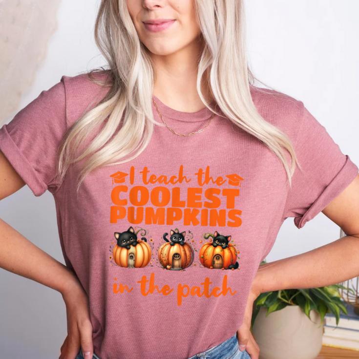 I Teach The Cutest Pumpkins Halloween Teacher Cat Lover Women's Heather T-Shirt I Teach The Cutest Pumpkins Halloween Teacher Cat Lover Women's Heather T-Shirt
