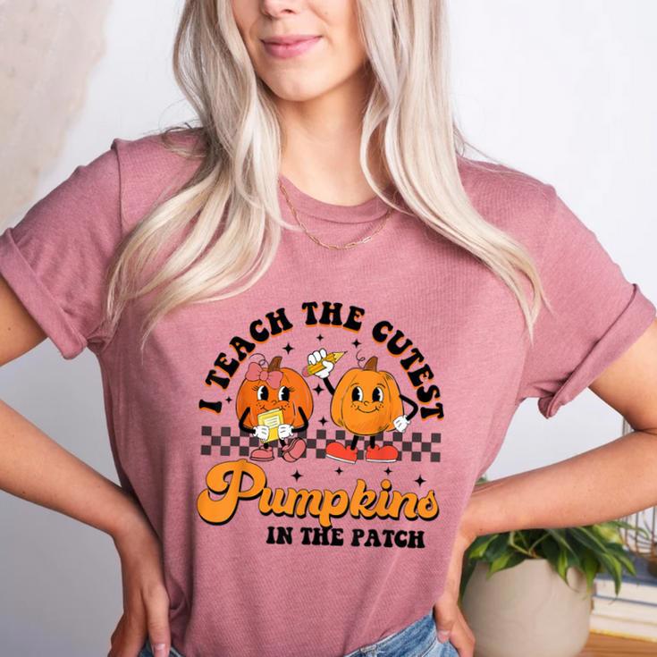 I Teach The Cutest Pumpkins In The Patch Halloween Teacher For Men Women Kids Women's Heather T-Shirt I Teach The Cutest Pumpkins In The Patch Halloween Teacher For Men Women Kids Women's Heather T-Shirt