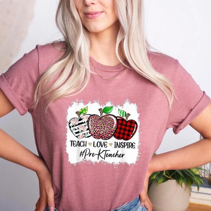 Teach Love Inspire Pre-k Teacher Apple Leopard Red Plain Women's Heather T-Shirt