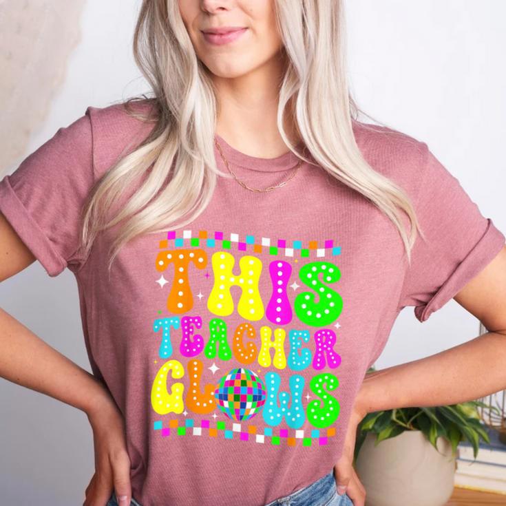 This Teacher 80s 90s Teachers's Day Glows Last Day Of School Women's Heather T-Shirt This Teacher 80s 90s Teachers's Day Glows Last Day Of School Women's Heather T-Shirt