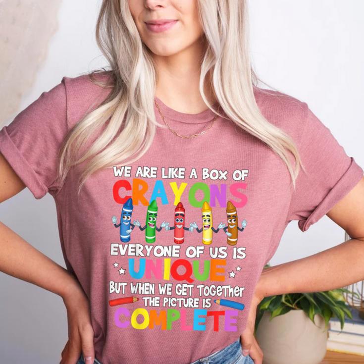 Teacher We Are Like a Box Of Crayons For Men Women Kids Women's Heather T-Shirt Teacher We Are Like a Box Of Crayons For Men Women Kids Women's Heather T-Shirt