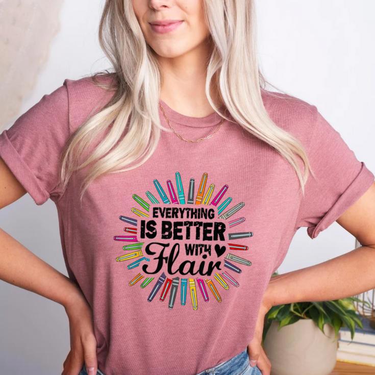 Teacher Flair Pen Art Lover School Supplies Women's Heather T-Shirt