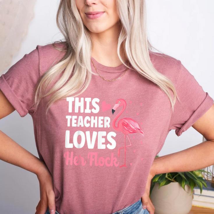 This Teacher Loves Her Flock Teaching Flamingo Girl Women's Heather T-Shirt This Teacher Loves Her Flock Teaching Flamingo Girl Women's Heather T-Shirt