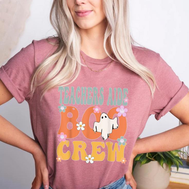 Teachers Aide Boo Crew Ghost Groovy Halloween For Women Women's Heather T-Shirt Teachers Aide Boo Crew Ghost Groovy Halloween For Women Women's Heather T-Shirt