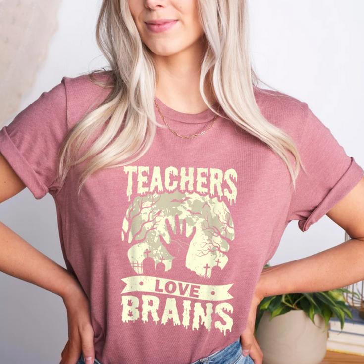 Teachers Love Brains Halloween Costume Boo Trick Teach Women's Heather T-Shirt Teachers Love Brains Halloween Costume Boo Trick Teach Women's Heather T-Shirt