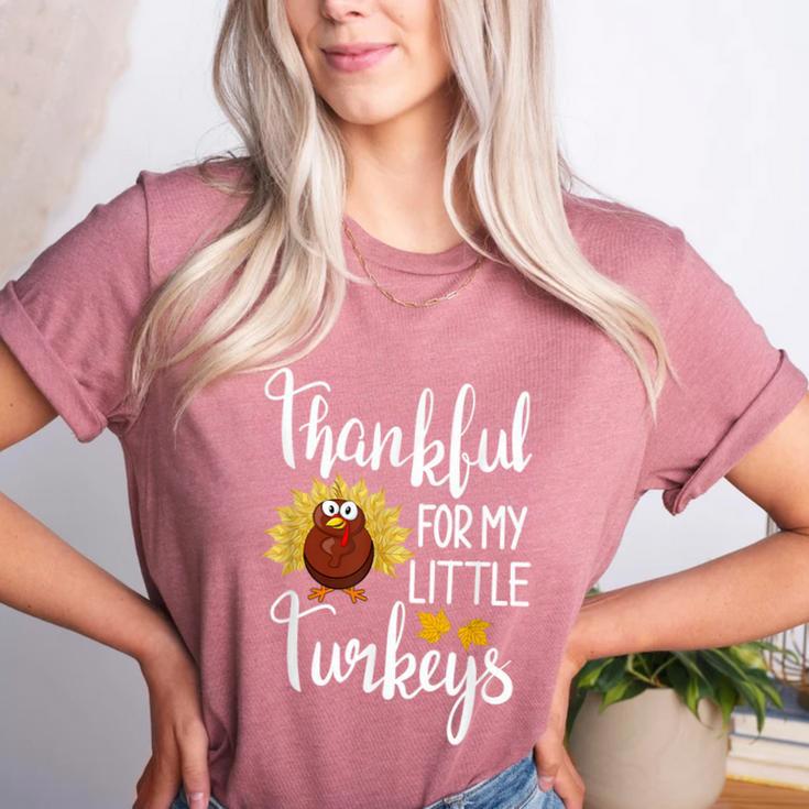 Teachers Thanksgiving Thankful For My Little Turkeys Women's Heather T-Shirt Teachers Thanksgiving Thankful For My Little Turkeys Women's Heather T-Shirt