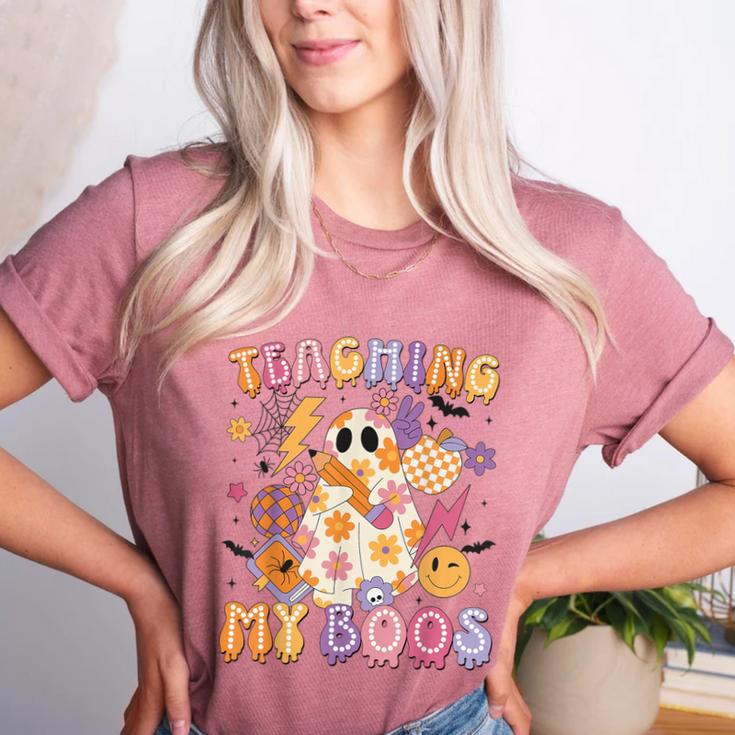 Teaching My Boos Ghost Halloween Costumes Teacher Men Women Women's Heather T-Shirt Teaching My Boos Ghost Halloween Costumes Teacher Men Women Women's Heather T-Shirt