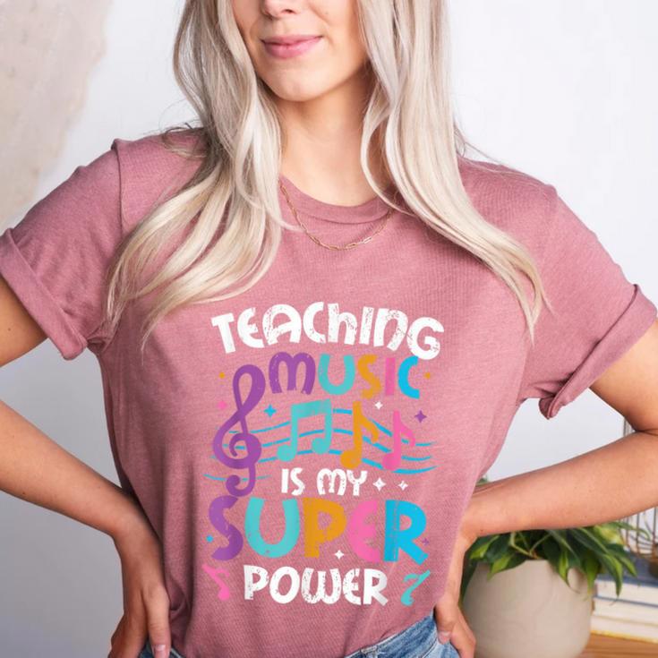 Teaching Music Is My Superpower Music Teacher For Men Women Kids Women's Heather T-Shirt Teaching Music Is My Superpower Music Teacher For Men Women Kids Women's Heather T-Shirt
