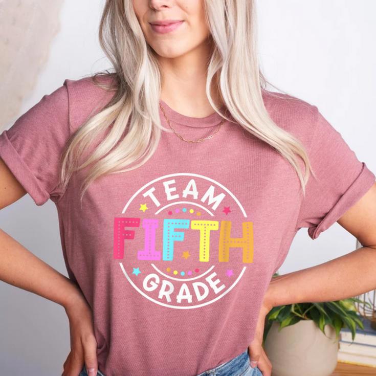 Team Fifth Grade Teacher Back To School 5th Grade Squad Kids Women's Heather T-Shirt Team Fifth Grade Teacher Back To School 5th Grade Squad Kids Women's Heather T-Shirt