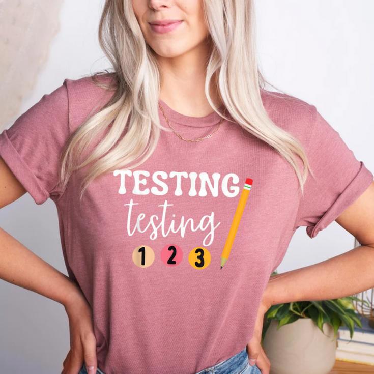 Testing Testing 123 Cute Math Teacher Student Test Day Men Women Girls Kids Women's Heather T-Shirt Testing Testing 123 Cute Math Teacher Student Test Day Men Women Girls Kids Women's Heather T-Shirt