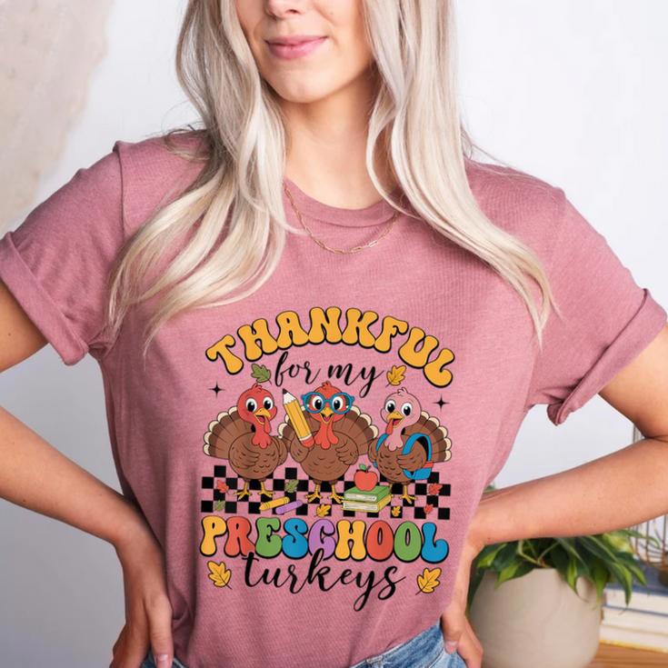 Thankful For My Preschool Turkeys Thanksgiving Teacher Fall Women's Heather T-Shirt