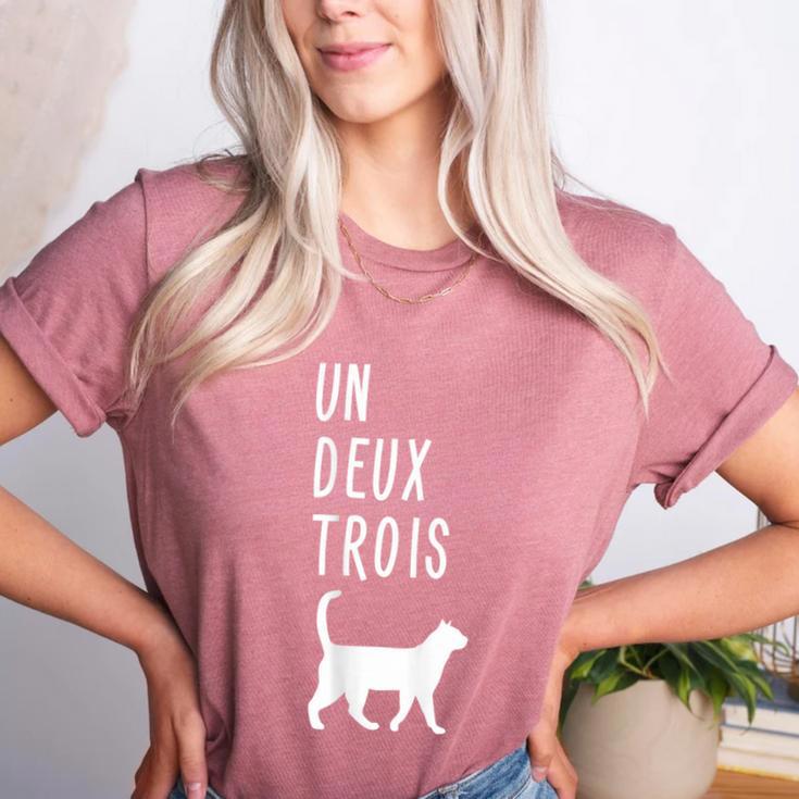 Un Deux Trois Cat Shirt French Teacher Women's Heather T-Shirt Un Deux Trois Cat Shirt French Teacher Women's Heather T-Shirt