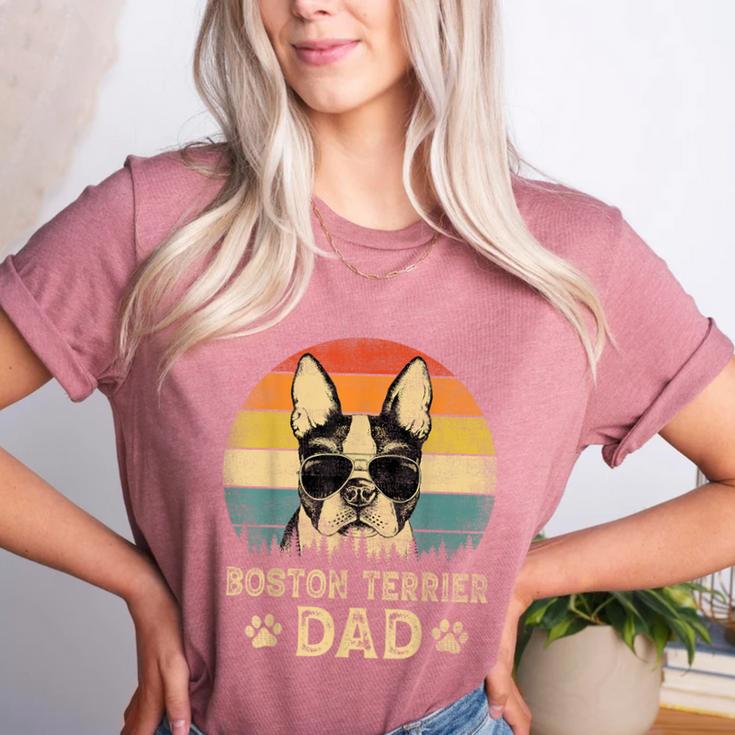 Vintage Boston Terrier Dad Dog Lovers Father's Day Tee Women's Heather T-Shirt