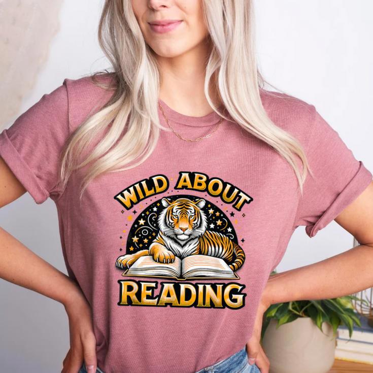 Wild About Reading Tiger For Teachers & Students Women's Heather T-Shirt Wild About Reading Tiger For Teachers & Students Women's Heather T-Shirt