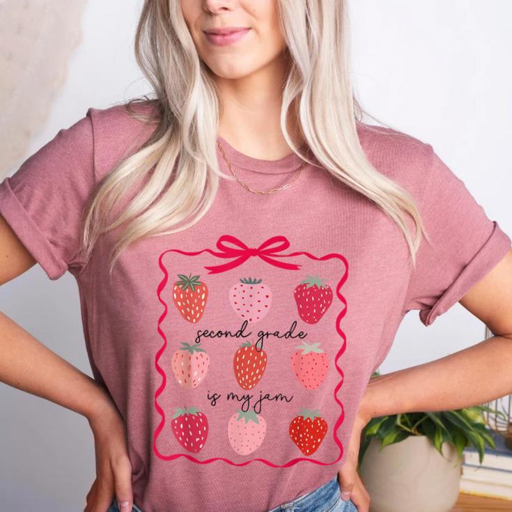 Women Second Grade Is My Jam Strawberry First Kids Teacher Women's Heather T-Shirt Women Second Grade Is My Jam Strawberry First Kids Teacher Women's Heather T-Shirt