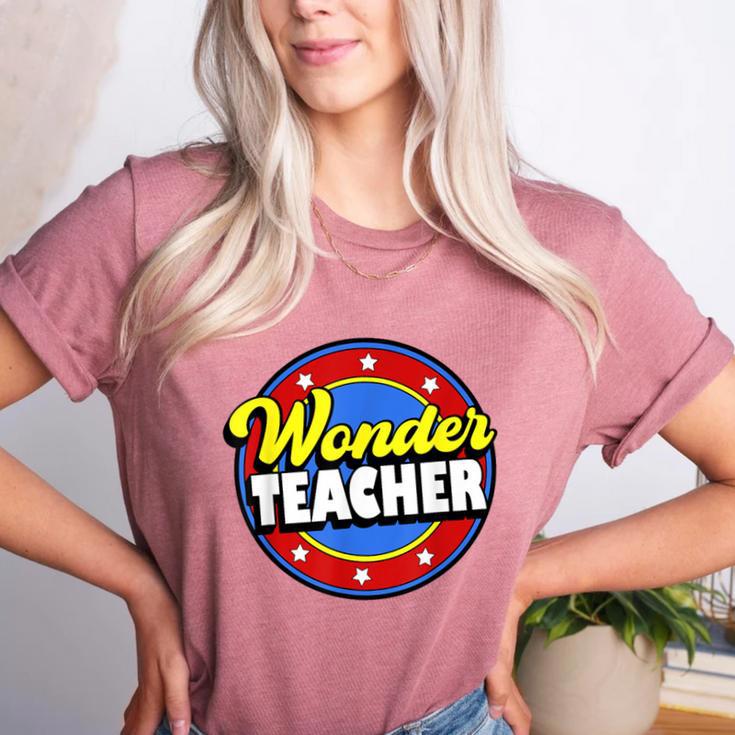 Wonder Teacher Super Woman Power Superhero Back To School Women's Heather T-Shirt