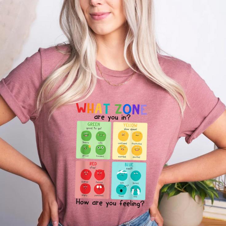 What Zone Are You In How Are You Feeling Teacher Women's Heather T-Shirt What Zone Are You In How Are You Feeling Teacher Women's Heather T-Shirt