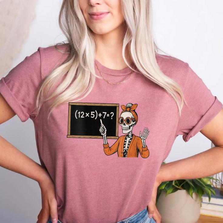 67 Teacher Halloween Skeleton Six Seven Meme Brainrot Math Women's Heather T-Shirt