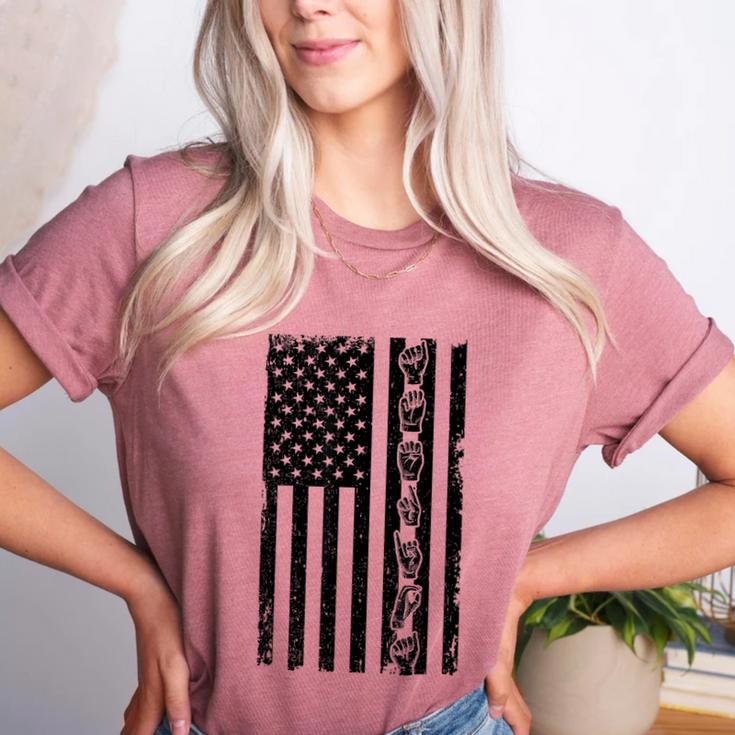 ASL Flag Sign Language Deaf ASL Teacher  For Men Women Women's Heather T-Shirt