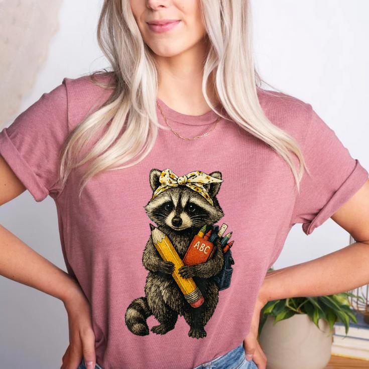 Back To School Raccoon Teachers Student Kids Women's Heather T-Shirt