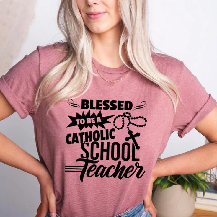 Blessed To Be A Catholic School Teacher Christian Teaching Women's Heather T-Shirt