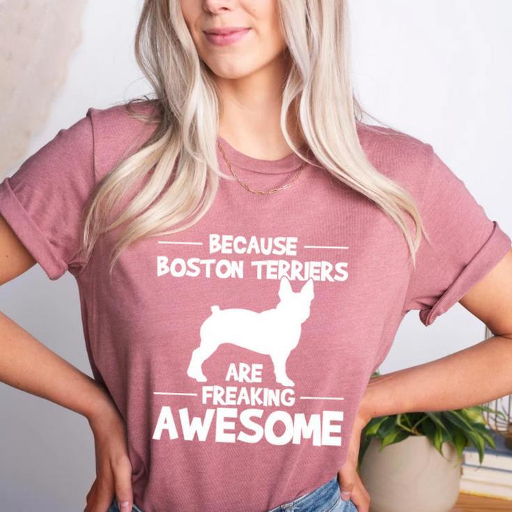 Boston Terrier Awesome Women's Heather T-Shirt