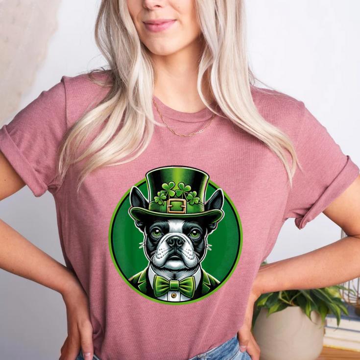 Boston Terrier Dog St Patricks Day Irish Pet Lover Men Women Kids Women's Heather T-Shirt