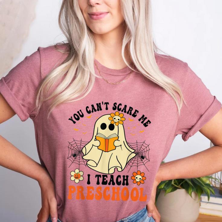 You Can't Scare Me I Teach Preschool Teacher Halloween Ghost Men Women Women's Heather T-Shirt