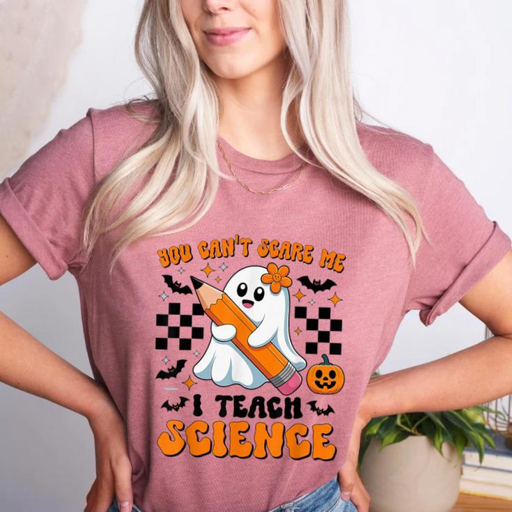 You Can't Scare Me I Teach Science Retro Teacher Halloween Women's Heather T-Shirt