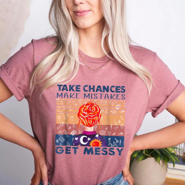 Take Chances Make Mistakes Get Messy Vintage Teacher Life Women's Heather T-Shirt