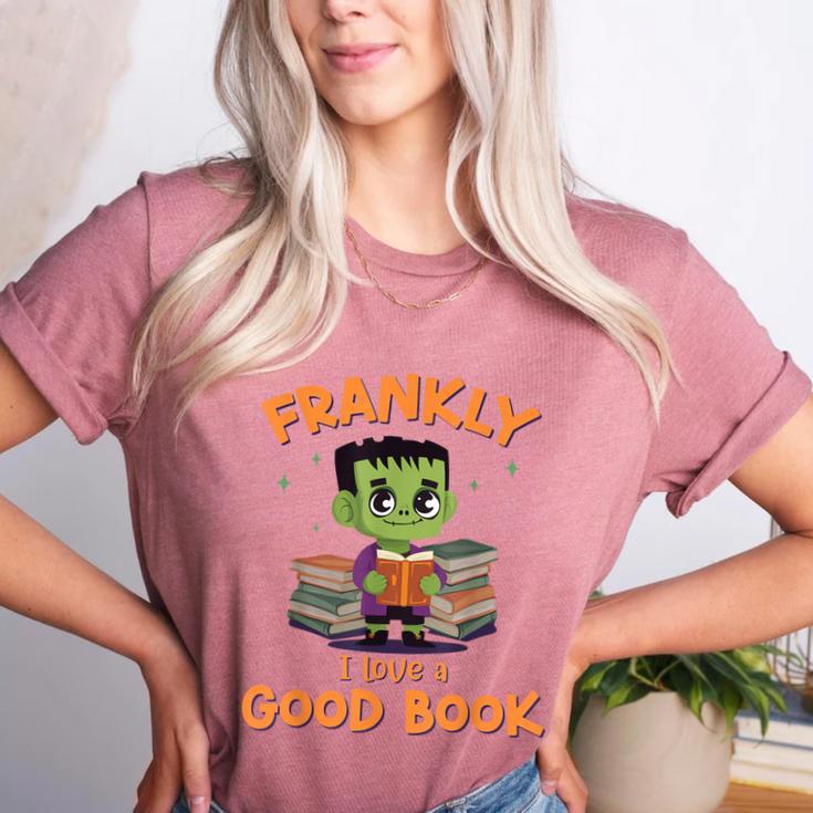 Cute Halloween Teacher Librarian Frankenstein Reading Books Women's Heather T-Shirt