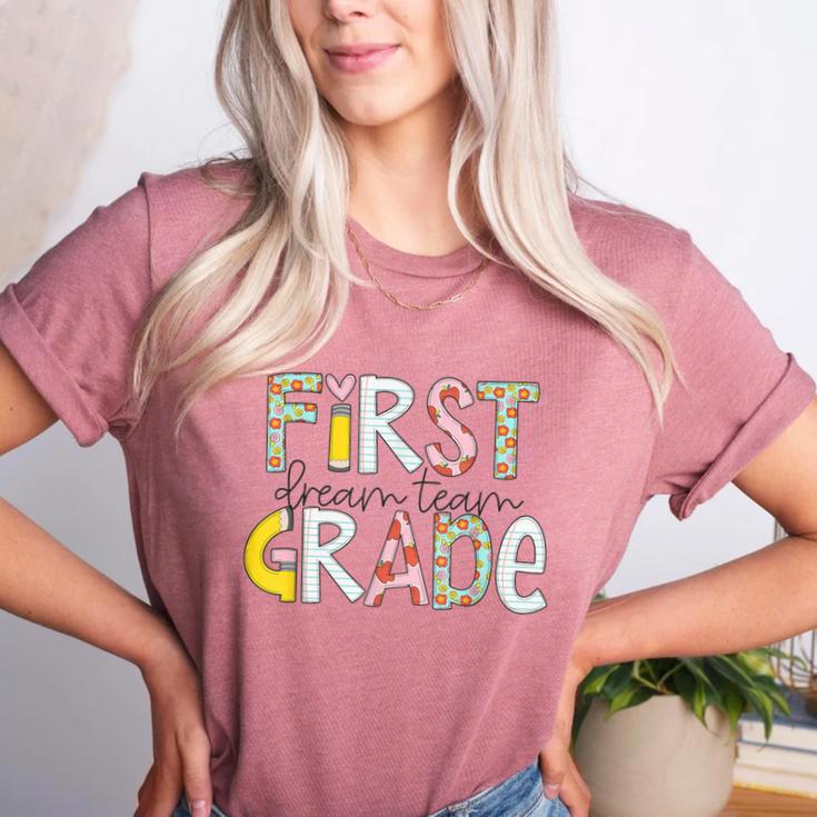 First Grade Dream Team Back To School 1st Grade Teacher Women's Heather T-Shirt