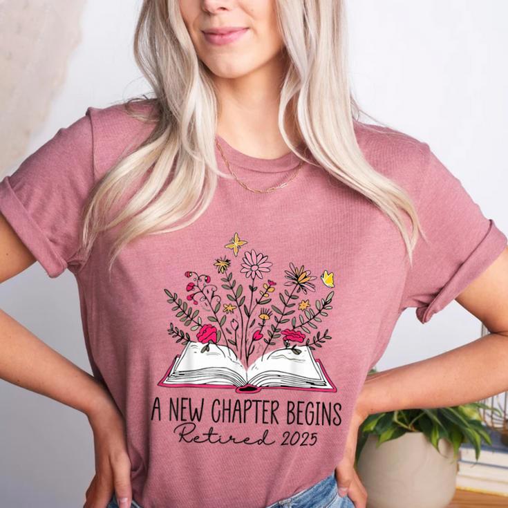 Floral Book a New Chapter Begins Retired Retirement Teacher Women's Heather T-Shirt