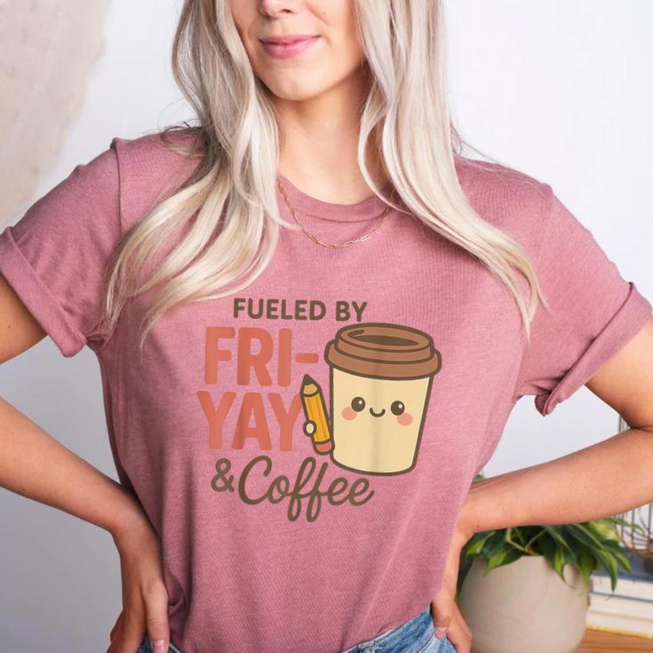 Friyay Teacher Coffee Friday School Cute Fri Yay Women's Heather T-Shirt