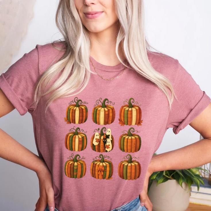 Halloween Teacher Fall Book Pumpkin Retro Reading Women's Heather T-Shirt