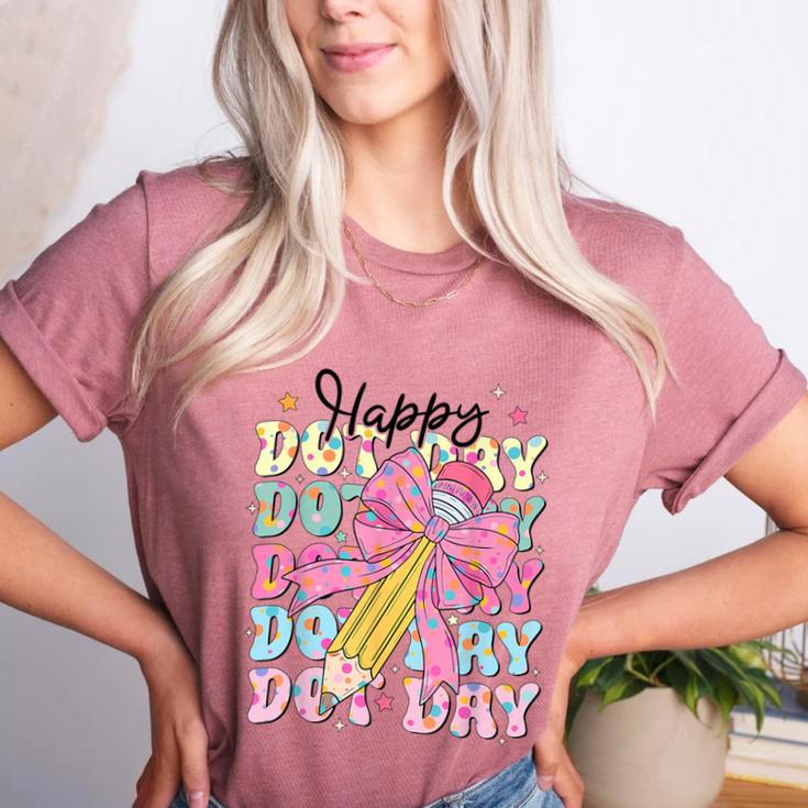 Happy Dot Day 2025 Coquette Bow Teachers Kids Boys Girls Women's Heather T-Shirt