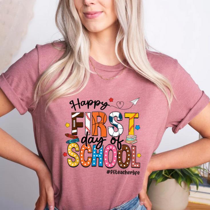 Happy First Day Of School PE Teacher Life Back To School Women's Heather T-Shirt