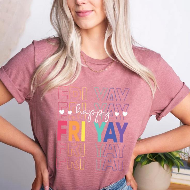Happy Fri Yay Teacher Friday Saying Women's Heather T-Shirt