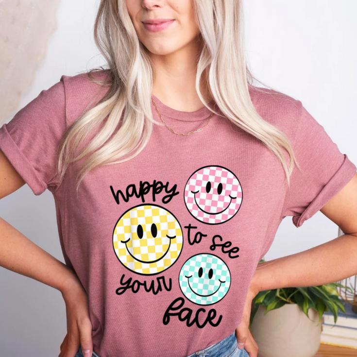 Happy To See Your Face Smile Face Teacher Back To School Women's Heather T-Shirt